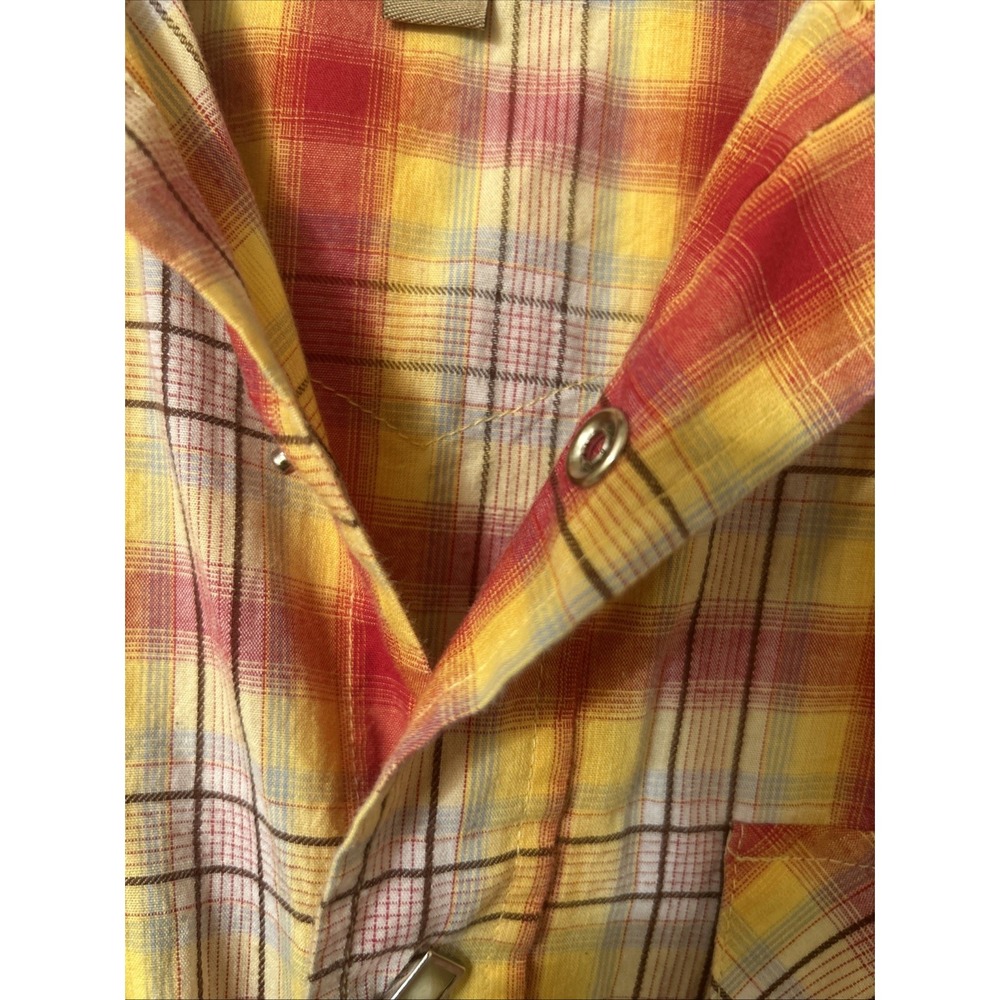 Larry Mahan Western Shirt Mens Medium Pearl Snap Plaid Sunset Cowboy Collection - Picture 2 of 15